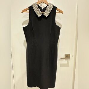 Maggy London Black Dress with Embellished Collar